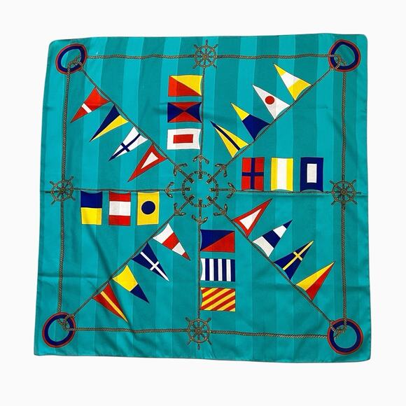 Womens Fashion Neck Scarf Signal Nautical Flags Sailing Blue Square 30x30 - Picture 6 of 10
